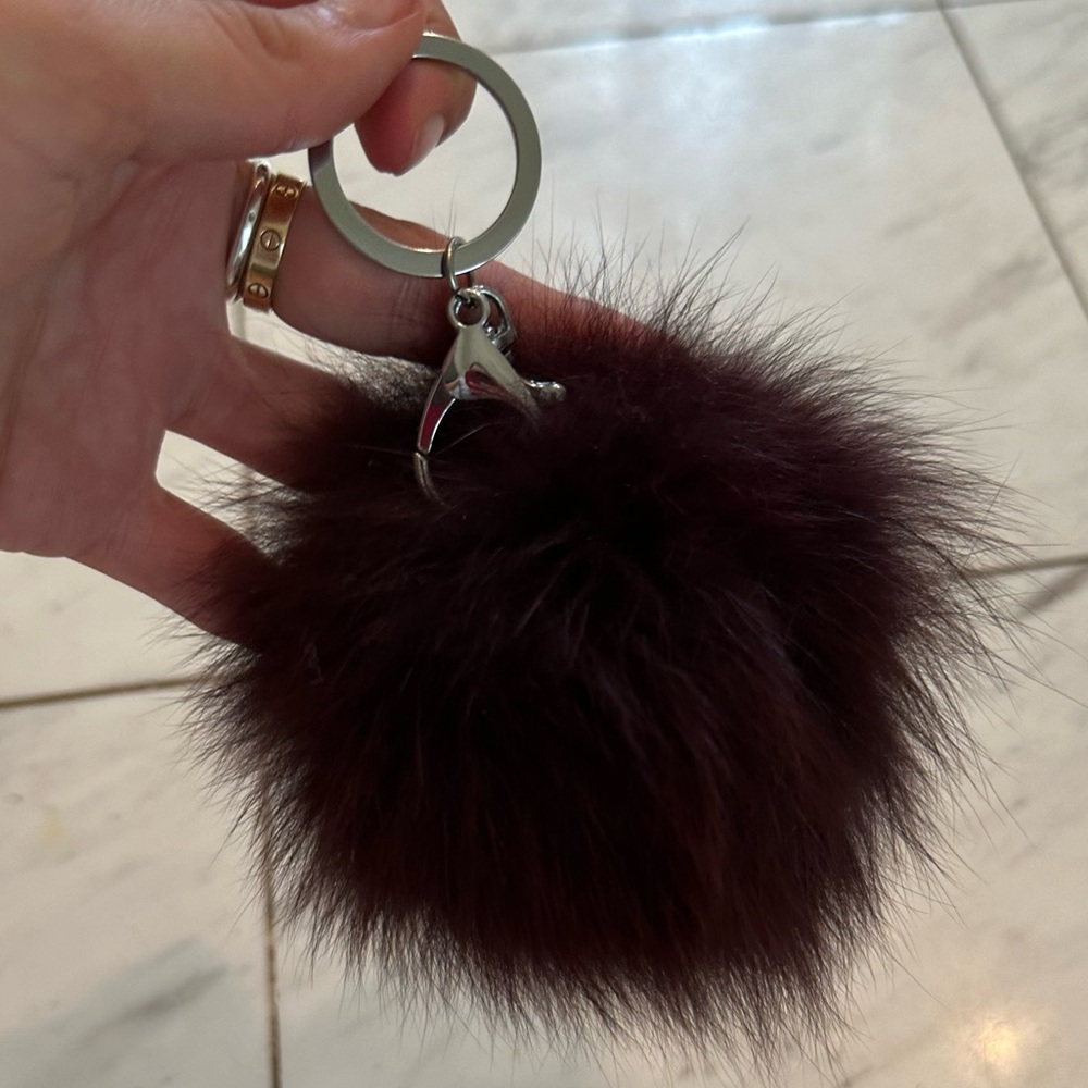 Maroon Fur Pom-Pom Keychain